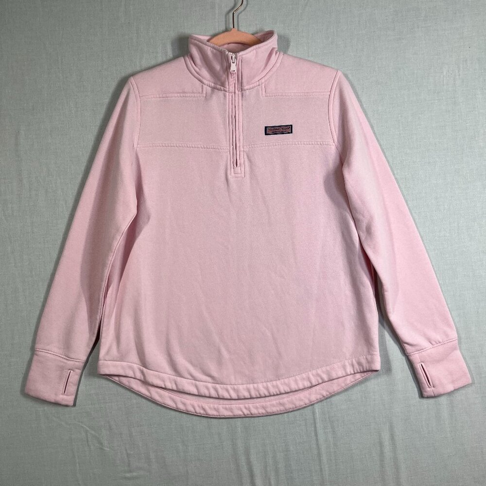 Vineyard Vines Sweater Womens XS Pink 1/4 Zip Oversized Pullover 20.5" PTP